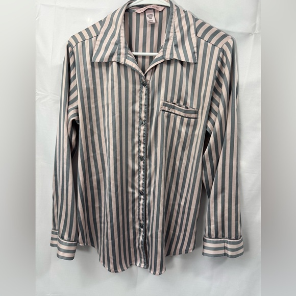 Victoria's Secret Gray and Pale Pink Striped Pajama Set - Picture 2 of 10